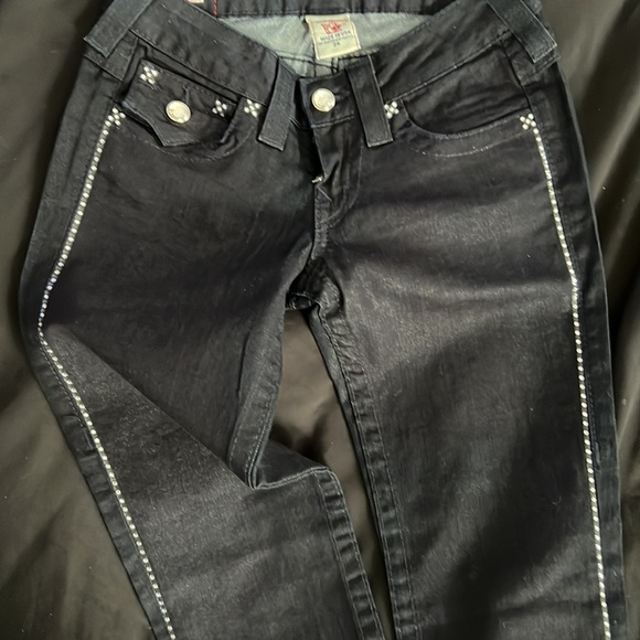 True Religion Disco Julie Black Jeans 28 Crystals